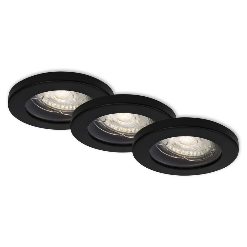 Set di 3 faretti da incasso 85 mm neri