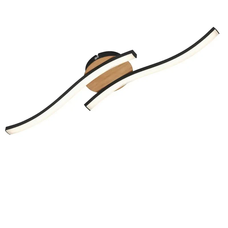 Plafoniera led 55 cm 12w 960lm nero legno