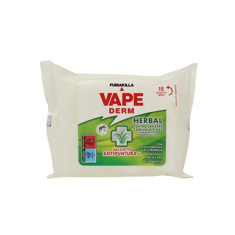 Vape derm herbal salviette antipuntura 15 pz