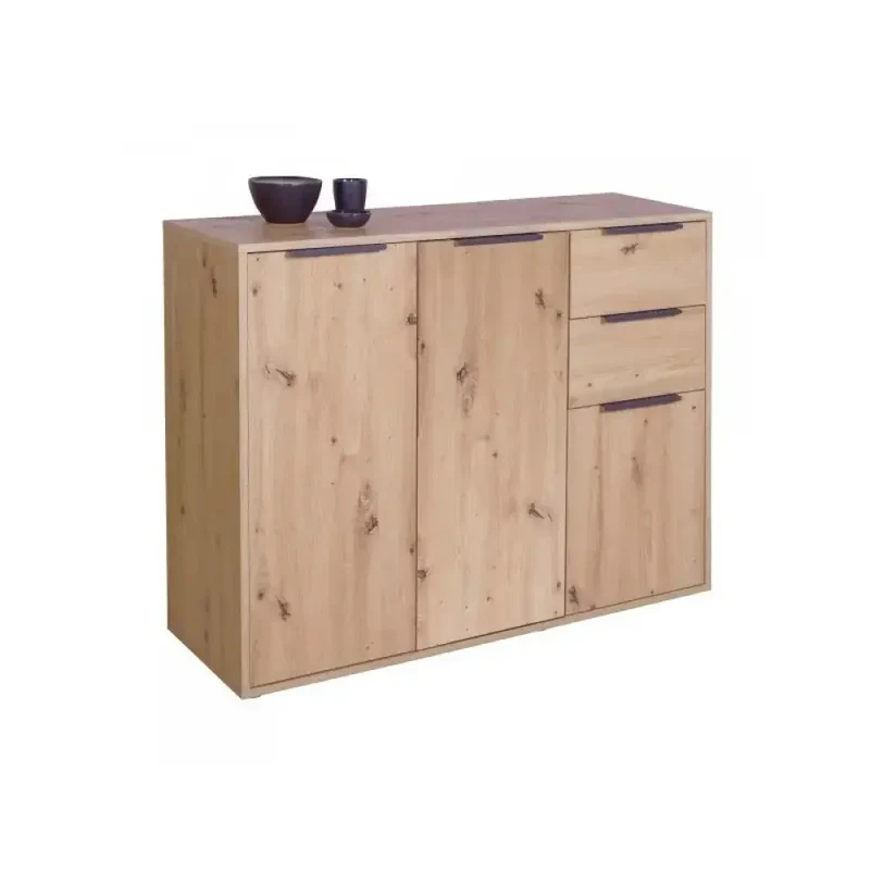 Mobile basso contenitore 3 ante e 2 cassetti rovere artisan cm 106,5x35,5x88 h