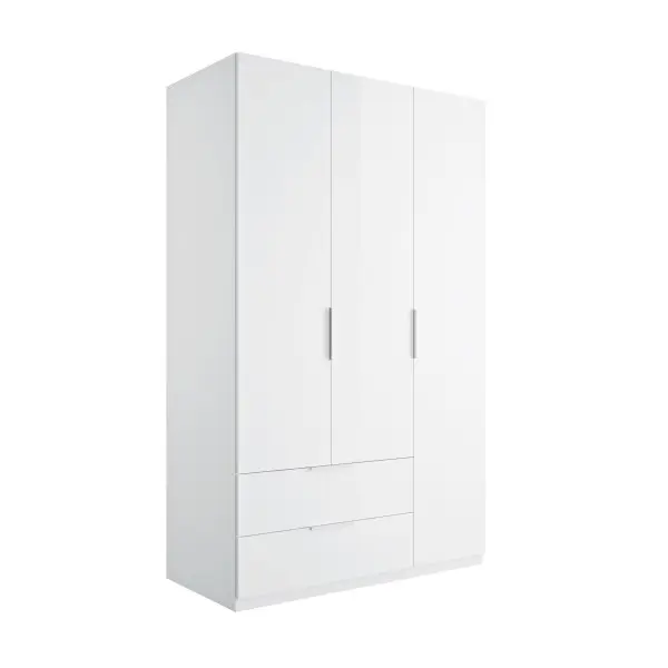 Armadio 3 ante e 2 cassetti cm 122x58 bianco