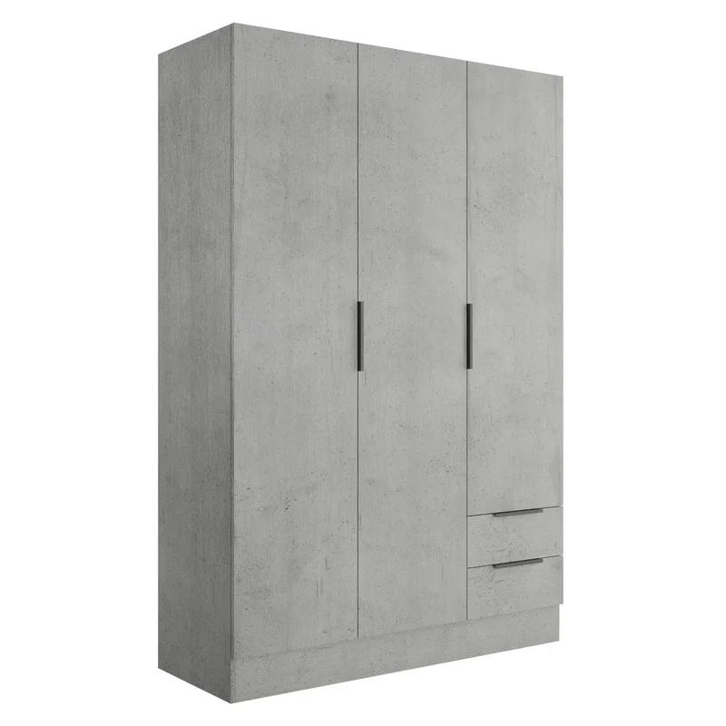 Armadio 3 ante + 2 cassetti cm 120x50 cemento