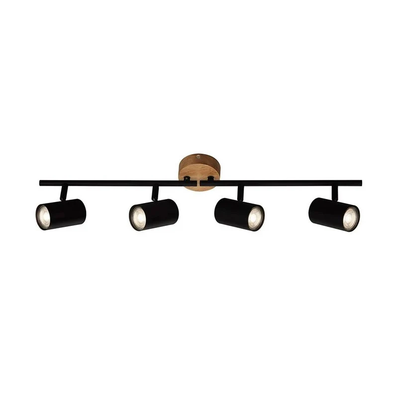 Barra Spot Muritz 4xGU10 68 cm nero/legno