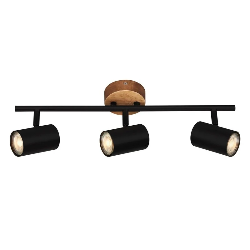 Barra Spot Muritz 3xGU10 47 cm nero/legno