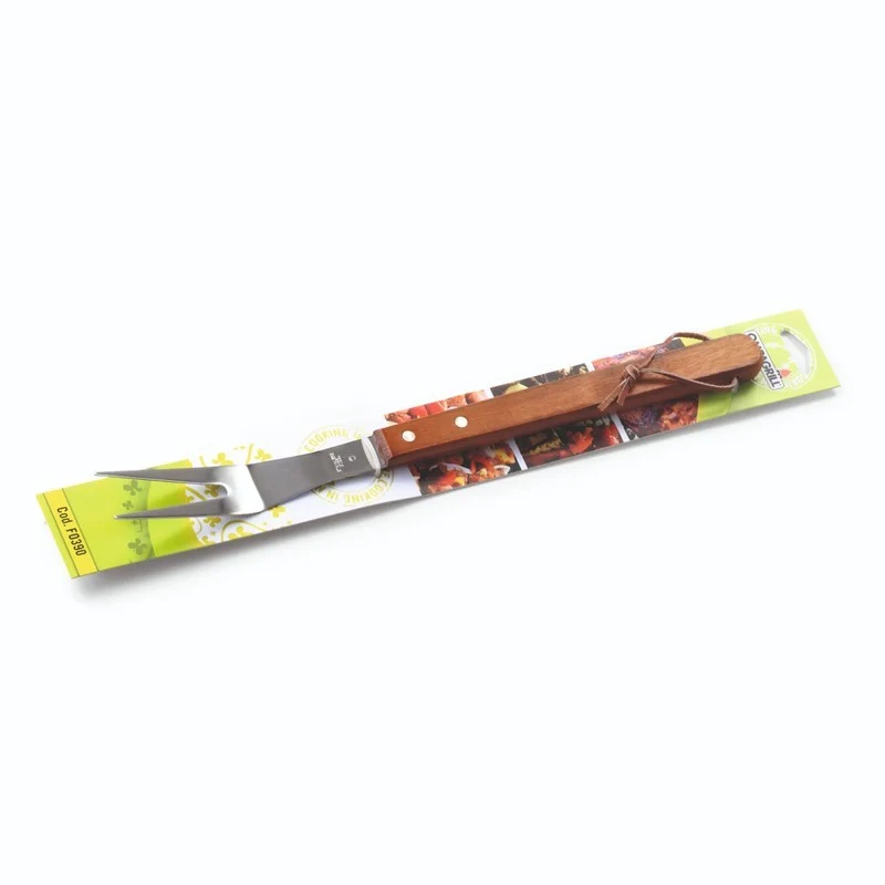 Forchettone in acciaio con manico in legno cm 39