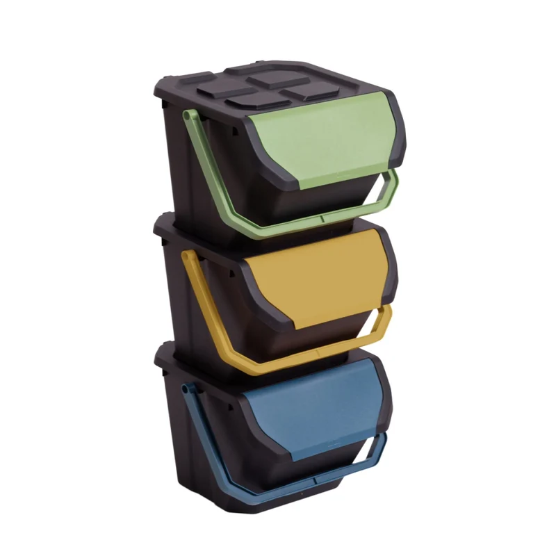Set 3 Pattumiere Frida 24 L per Raccolta Differenziata 33x25x40 cm