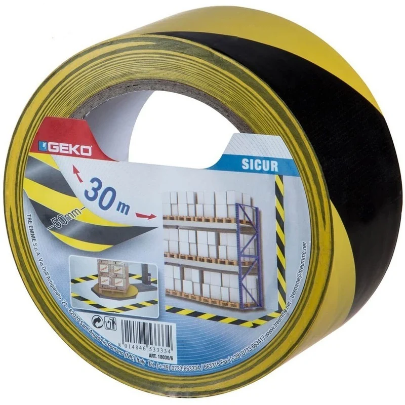 Nastro segnaletico pvc giallo/nero 50 mm x 30 m