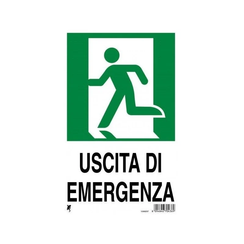Cartello in plastica "uscita di emergenza" 30 x 20 cm