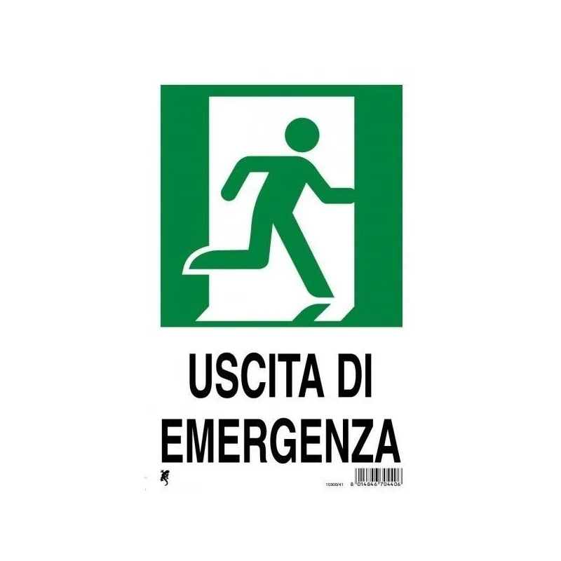 Cartello in plastica "uscita di emergenza" 30 x 20 cm