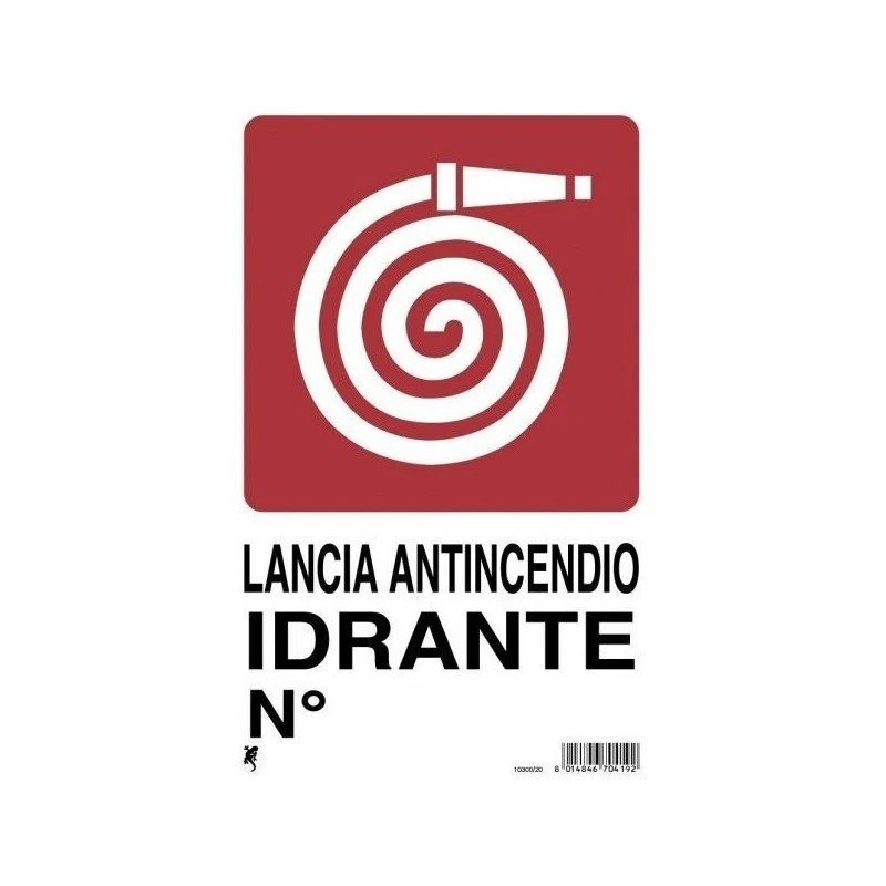Cartello in plastica "lancia antincendio" 30 x 20 cm