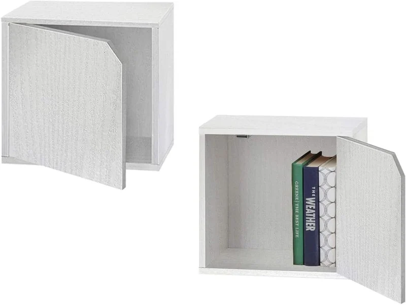 Cubetto con anta impilabile cemento cm 35x29x35h