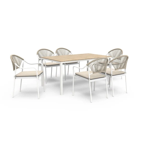 Set da giardino rodi (1 tavolo, 6 sedie)