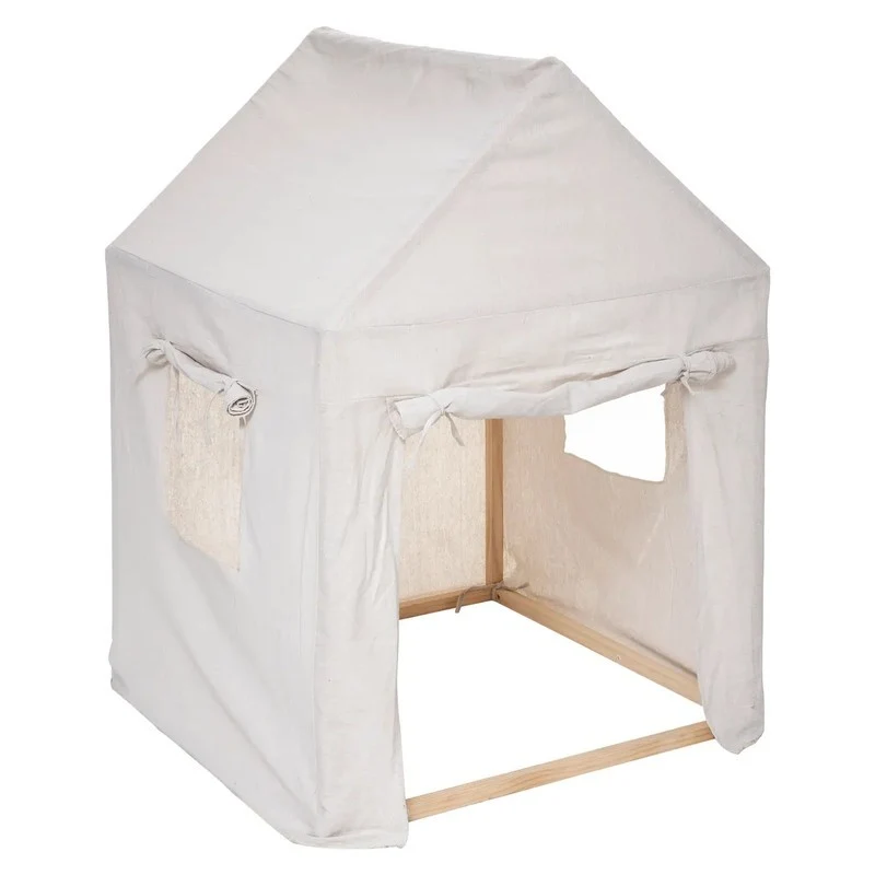 Casetta da gioco con tenda in legno di pino