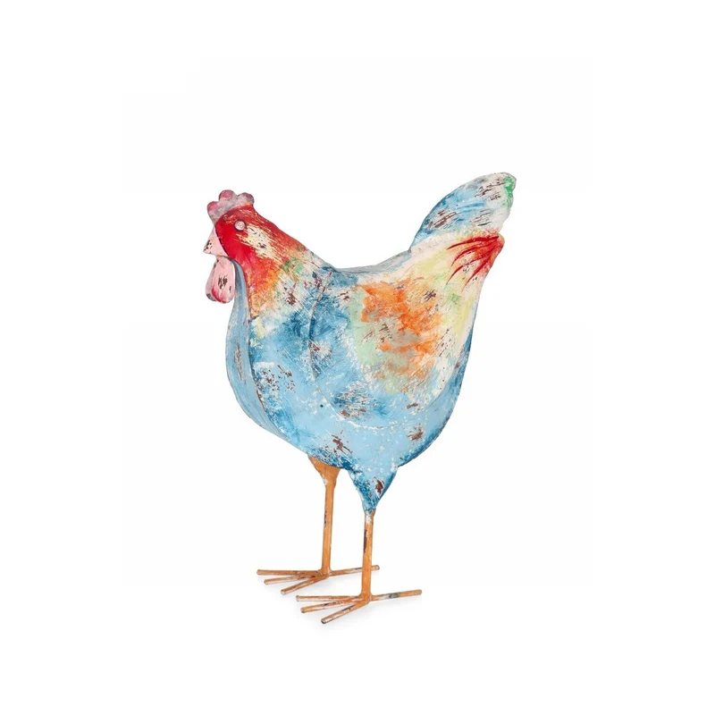 Bizzotto decorazione gallina Nuna in metallo multicolor blu h 48,5 cm