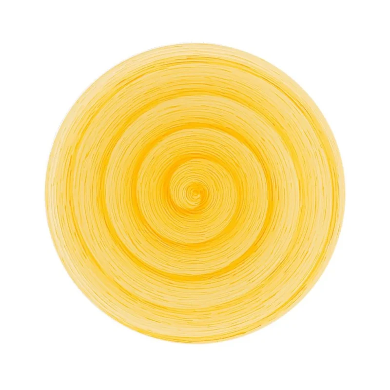 Piatto piano yellow Memento Table in ceramica dipinta a mano Ø 27,5 cm