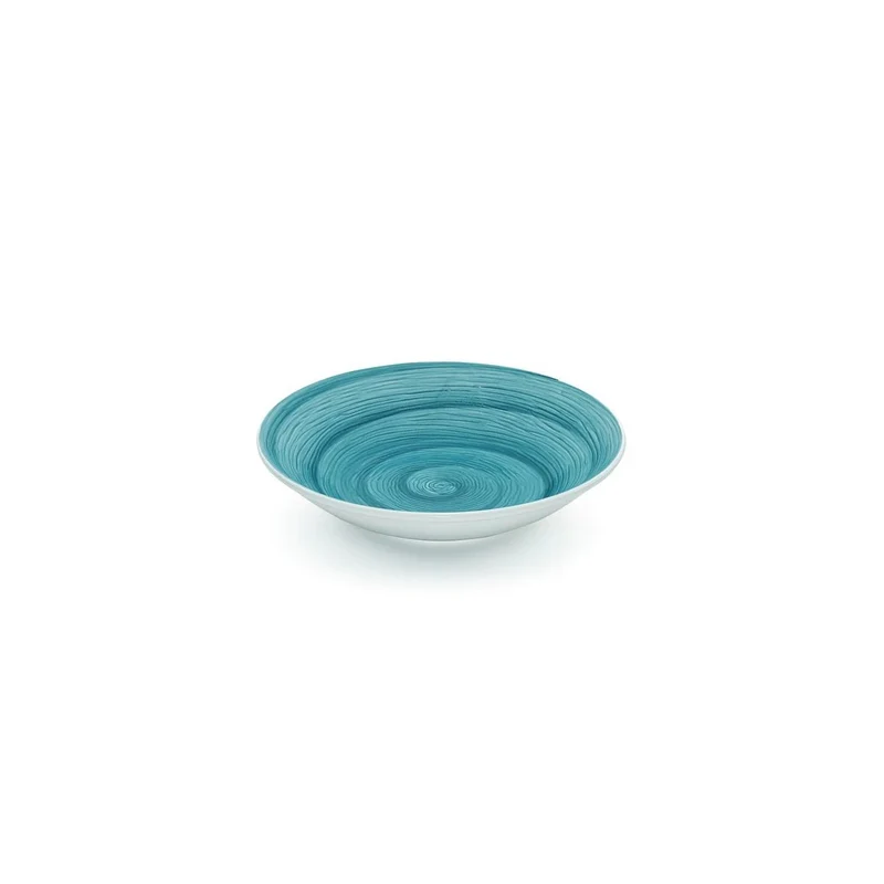 Piatto fondo petrol memento table in ceramica dipinta a mano Ø 23,5 cm