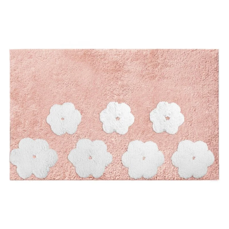 Tappeto bagno Fiori rosa antiscivolo cm 50x80