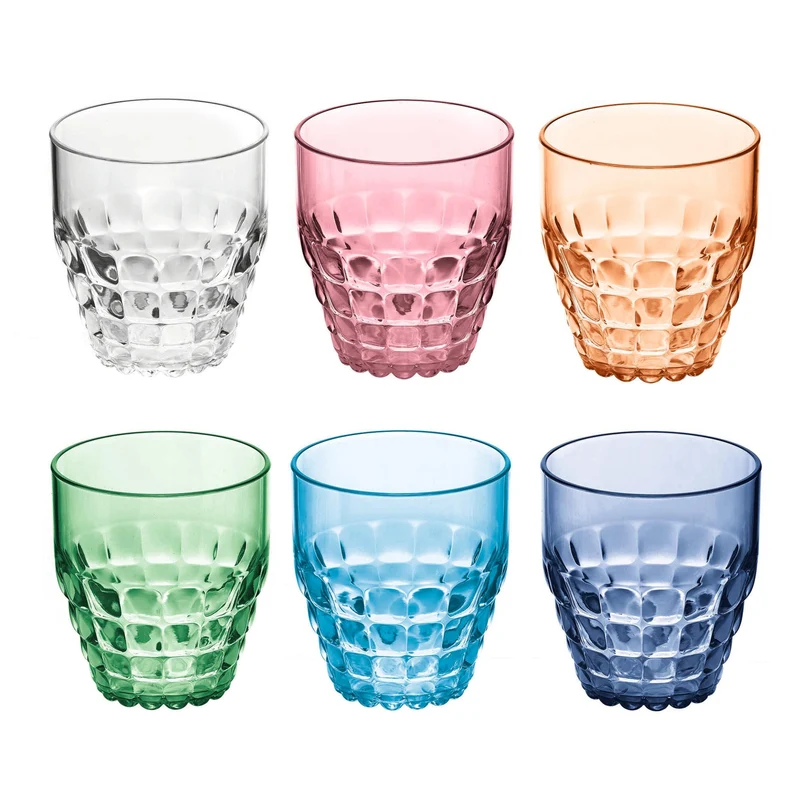 Set 6 bicchieri bassi Tiffany colori assortiti Ø8,5 h9 cm