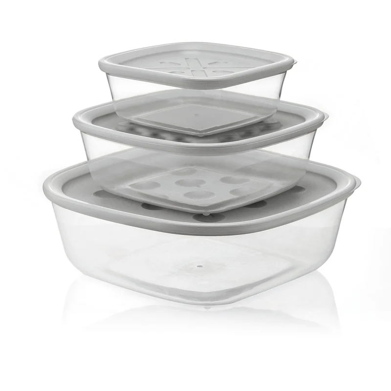 Set 3 contenitori da 570 cc/1400 cc/2950 cc colore grigio