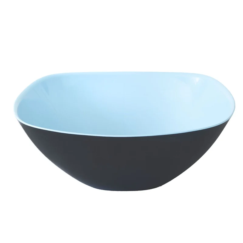 Contenitore/insalatiera 25 x 25 x H 10 cm colore nero/azzurro
