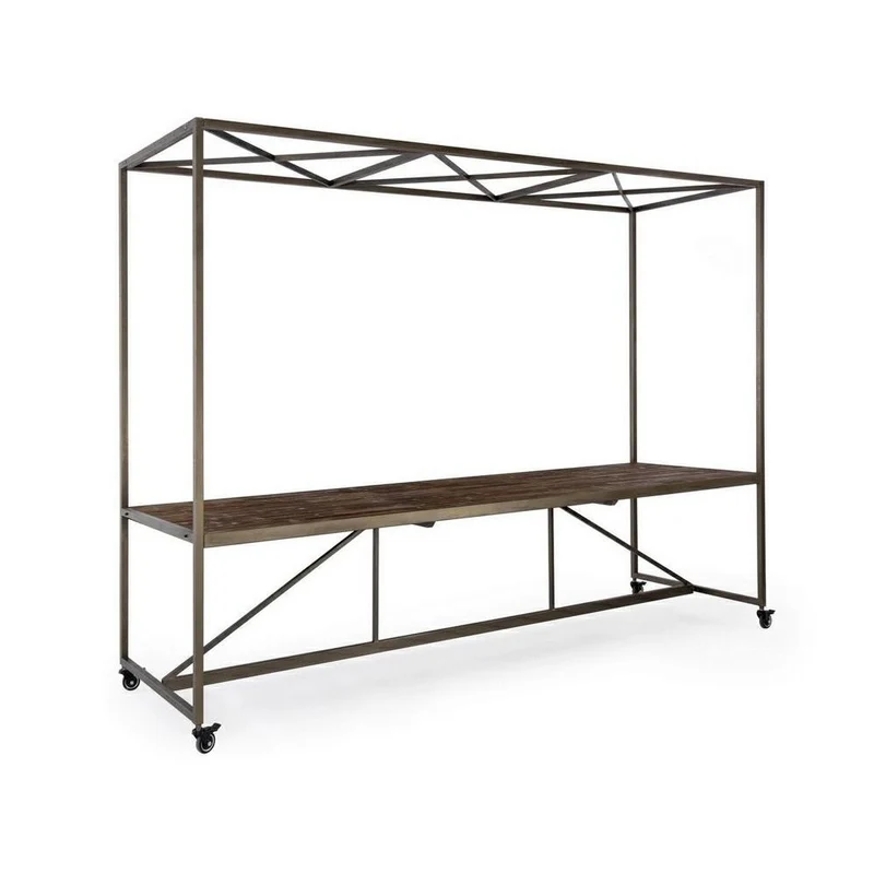 Tavolo espositore con tetto e ruote cm 301,5x90x210h