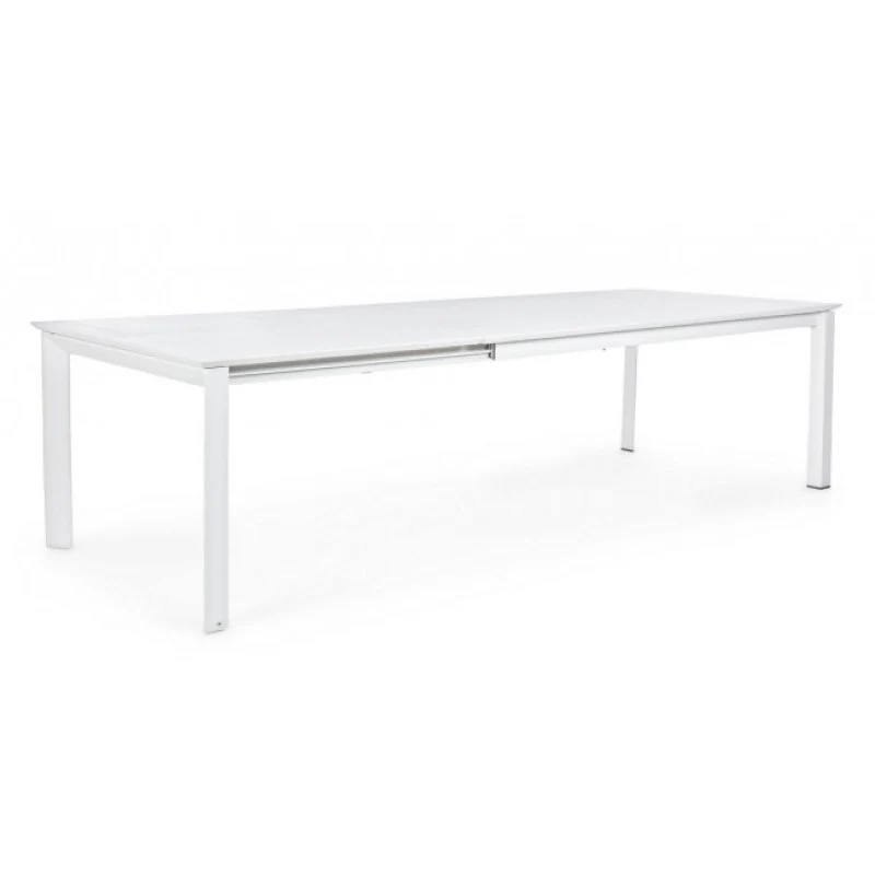 Tavolo Konnor in alluminio bianco cm 200-300x110x76h