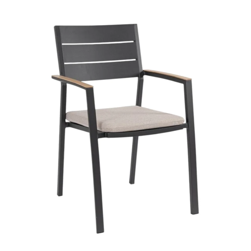 Sedia con braccioli Zelmar antracite cm 58,5x55,5x90h