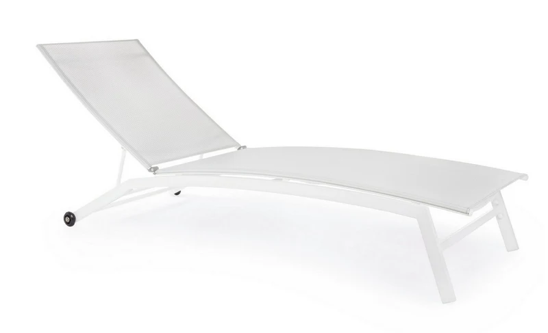 Lettino con ruote Nildas bianco con struttura in acciaio e schienale reclinabile cm 63x195x32