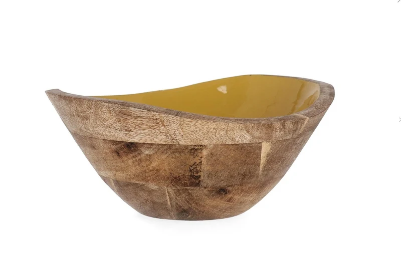 Ciotola Thara irregolare in legno di mango smaltato cm 24x21x11h