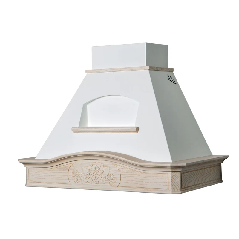 Cappa aspirante DESIRE/SOFIA in acciaio inox bianco e cornice in legno intarsio cm 60