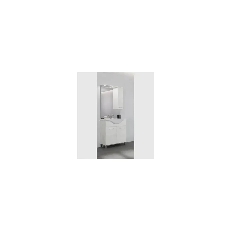 Base 2ante c-lavabo cm76 - specchio - c-pensile e ill. led rov.bianco