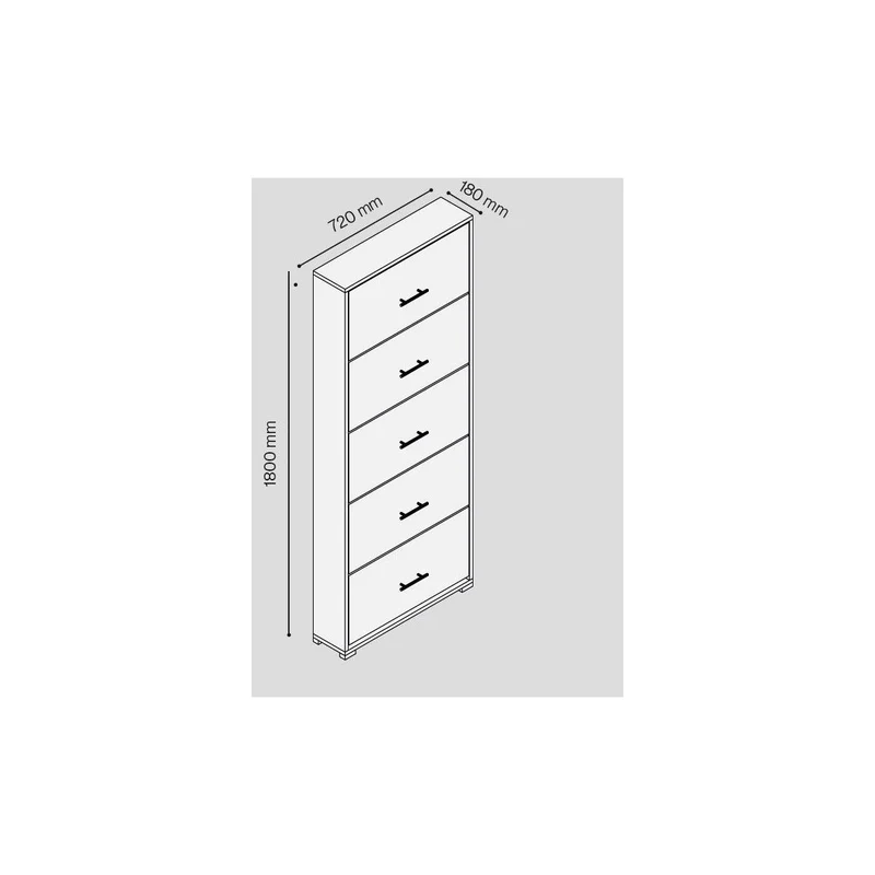 SCARPIERA 5 ANTE IN KIT BIANC CALDO MELAMINICO DA 18MM 180X720X1800HMM