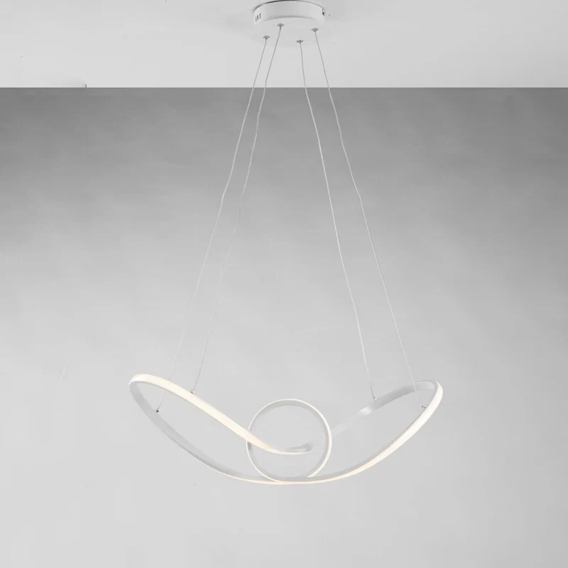 Lampadario a sospensione in metallo e alluminio Bianco con LED integrato 68x24x h 150 cm