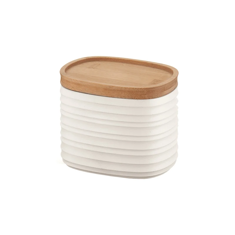 Barattolo multiuso con coperchio in bamboo 12,3 x 9,4 x h11 cm