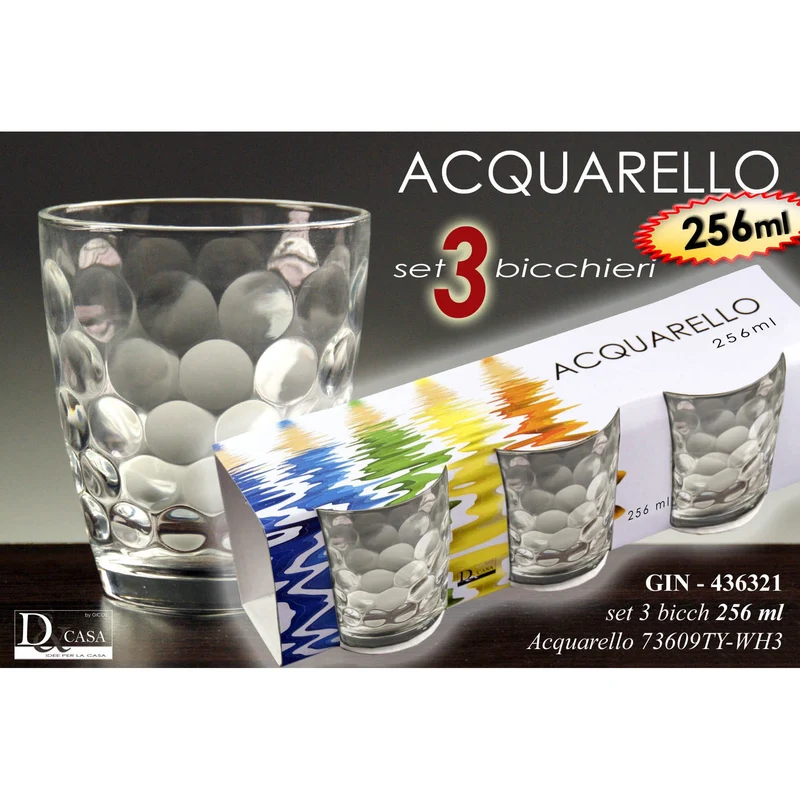 Set 3 bicchieri Acquarello ml 256
