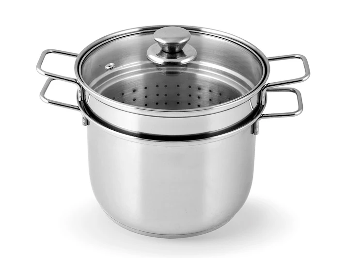 Spaghettiera in acciaio inox con cestello e coperchio in vetro Ø 24 cm