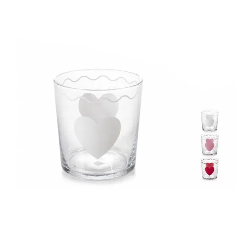 Bicchiere vetro decorato cuore 35cl