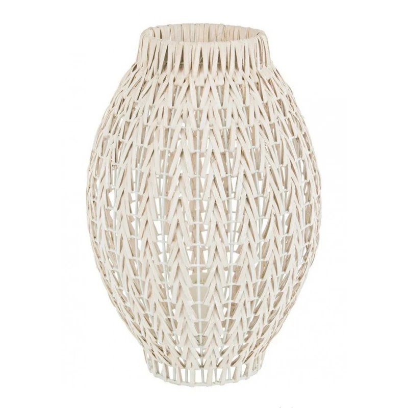 Lampada da tavolo in rattan sbiancato H51