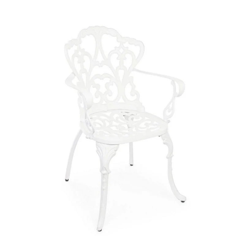 Sedia in alluminio bianca con braccioli 57,5x58x87,5