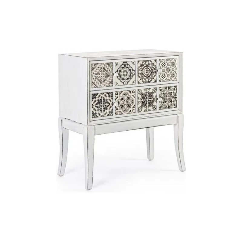 Cassettiera 2 cassetti bianco e grigio 72,5x36x81