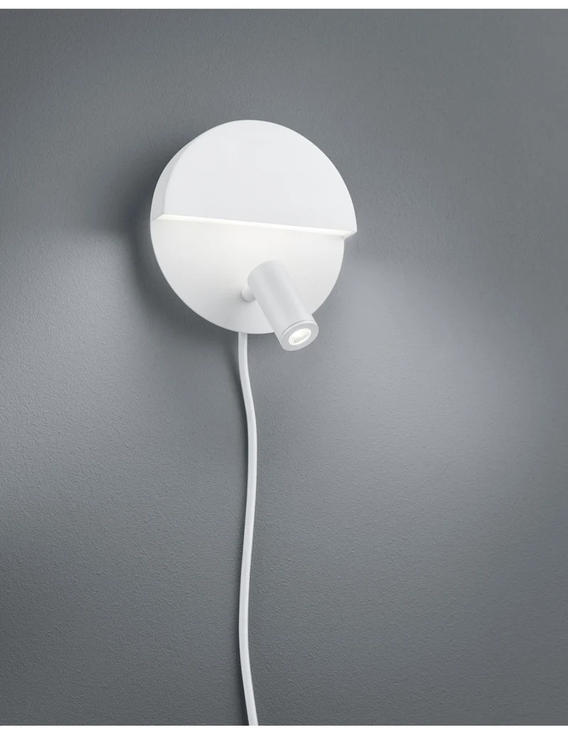 Applique Moderna Doppia Emissione Mario Bianco Con Faretto Orientabile Trio Lighting