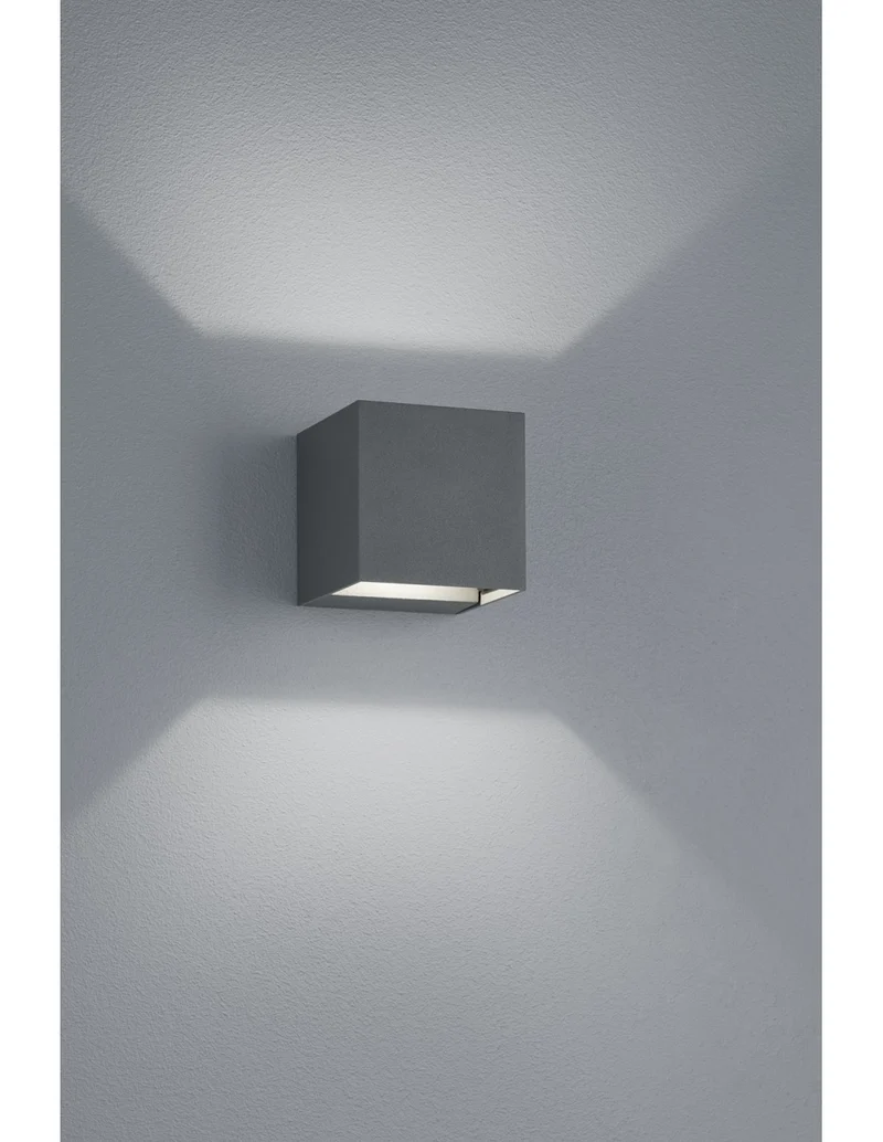Applique Cubo Antracite Doppia Luce Led Adaja IP54 Trio Lighting