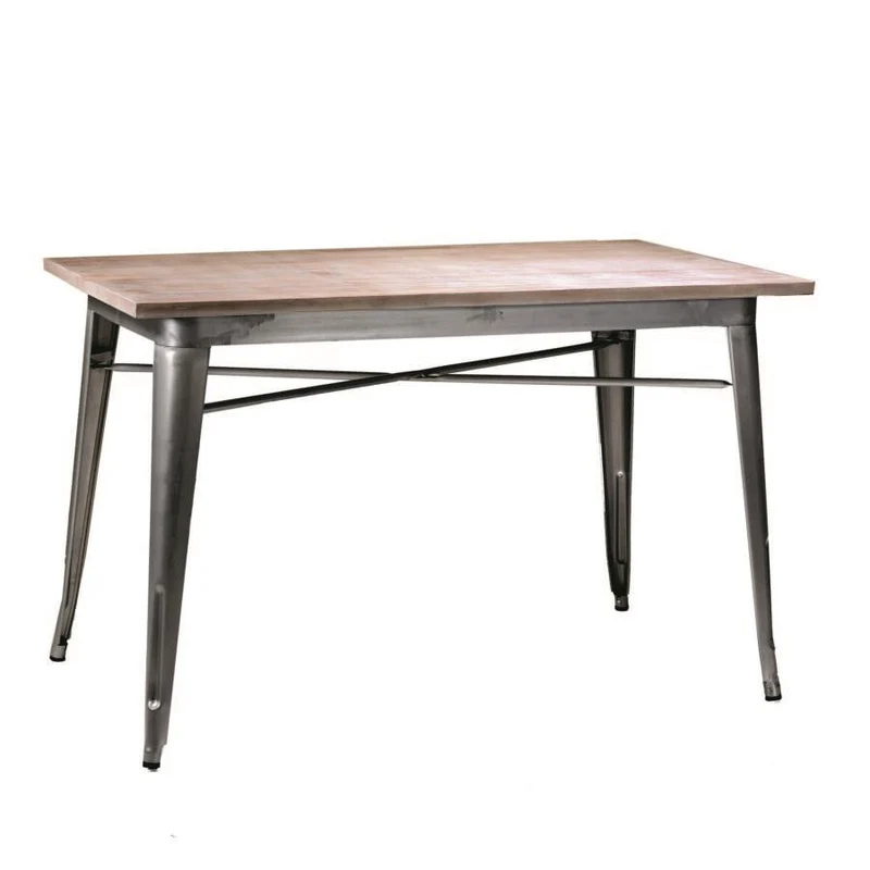 Tavolo ferro top in legno galvanizzato cm 80 x 160 x h 76
