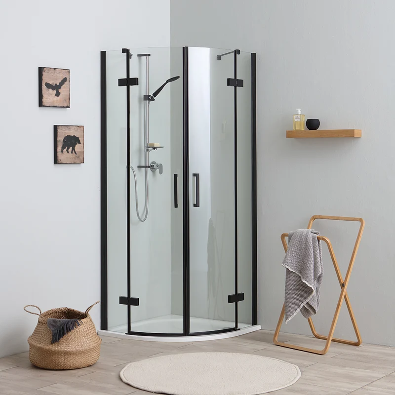 Box doccia semicircolare 90x90 apertura battente nero