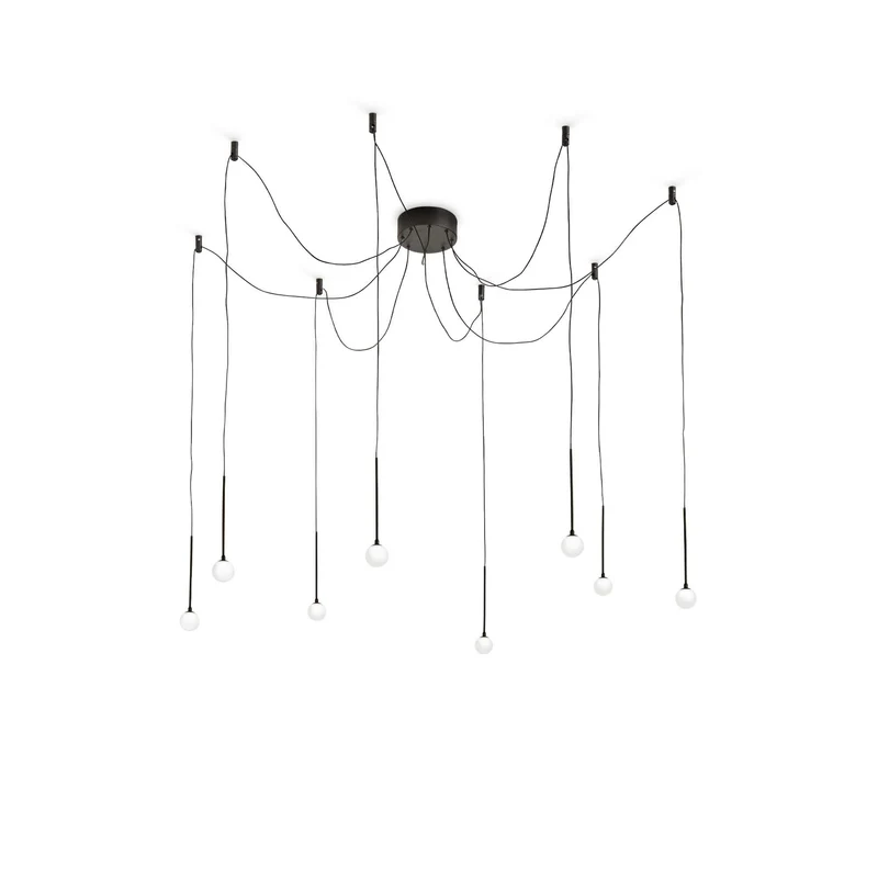 Lampada sospensione Lucciola SP8 nero D115xH450-5430mm
