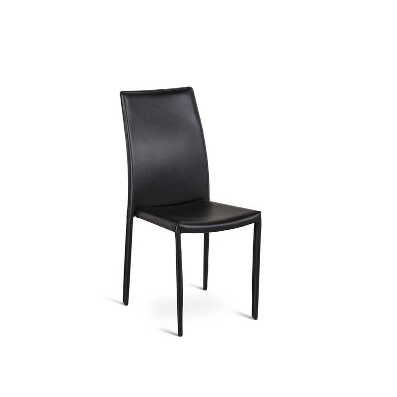 4x Sedia in similcuoio nero struttura in metallo rivestito 41x4h.95 cm