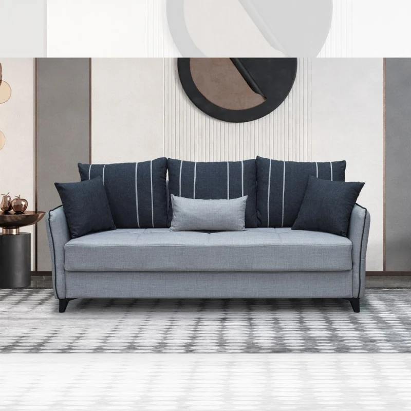 Divano letto contenitore grigio chiaro 210x94x80