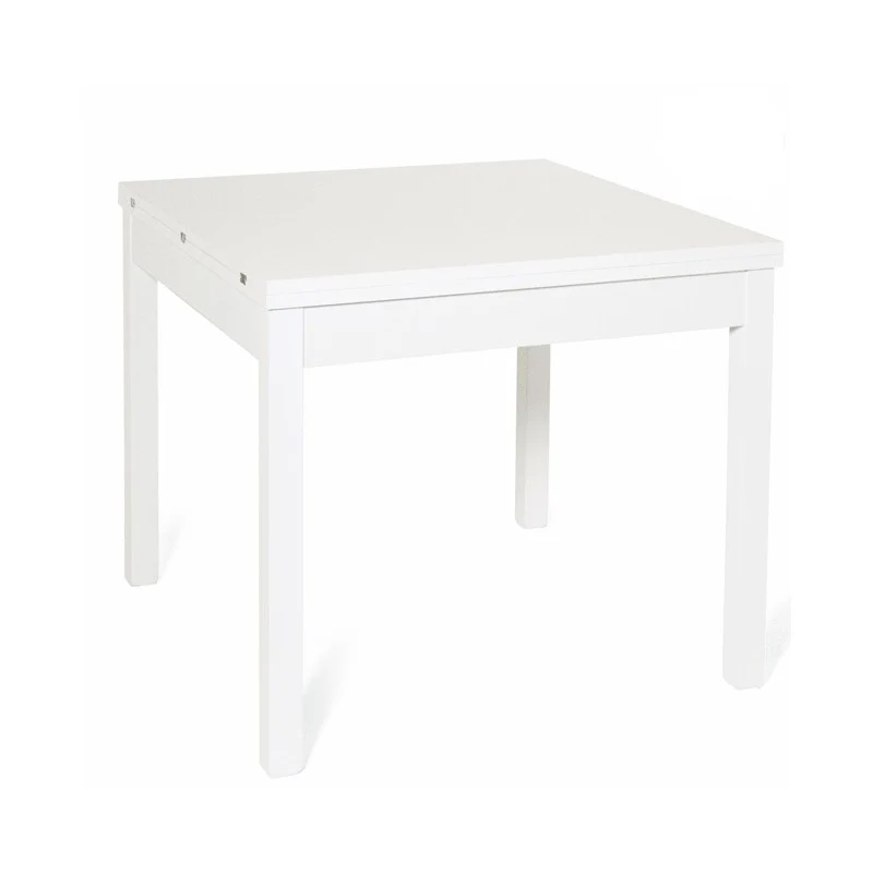 Tavolo pranzo Bianco Frassinato apribile libro in legno nobilitato cm 90x90-180