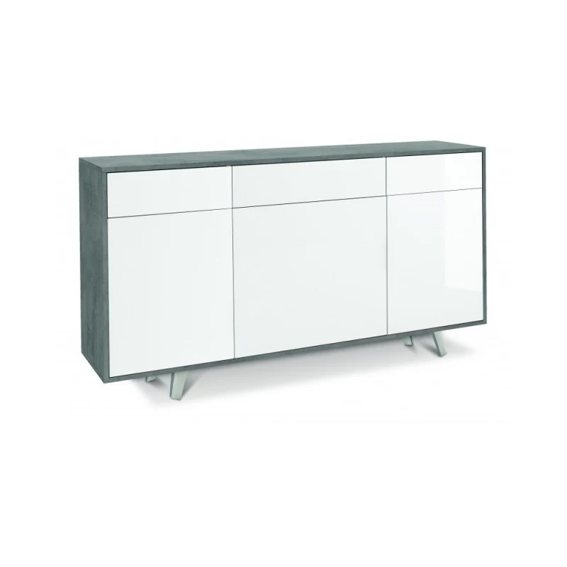 Madia tre ante tre cassetti Cemento Bianco Lucido 164x41x h92 cm