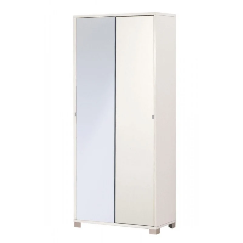 Armadio multiuso due ante scorrevoli con specchio Bianco 82x41x h190 cm